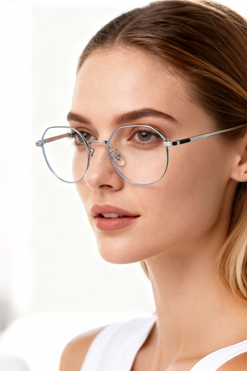 122201 Lightweight Hexagon Titanium Eyeglasses