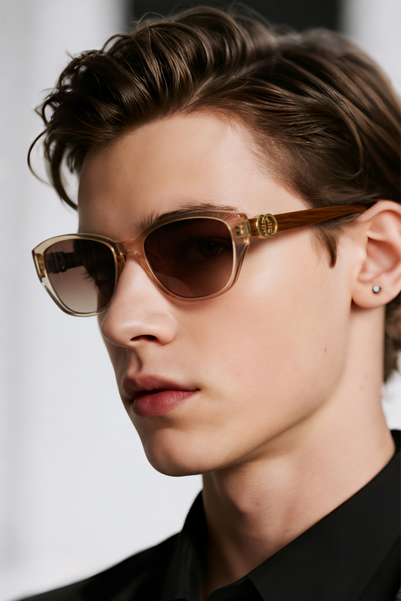 11508 Fashion Narrow Cat Eye Sunnies - Unique Temple Design