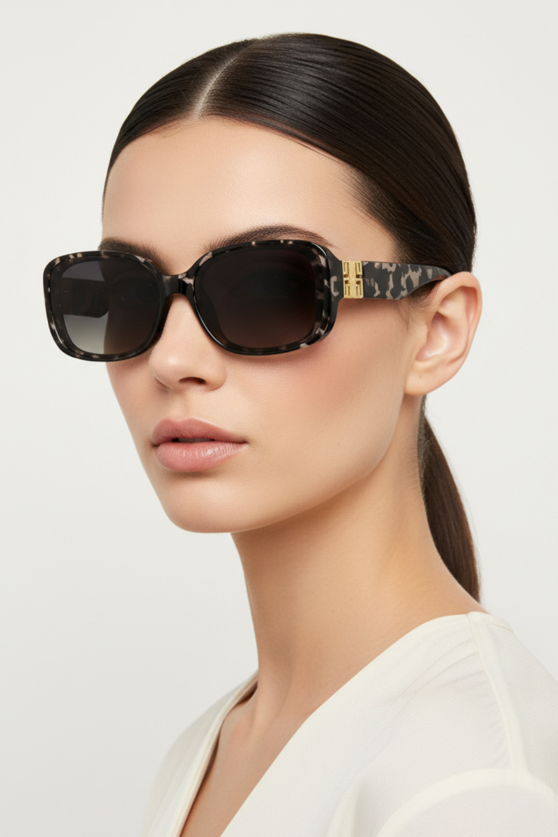 11506 Classic Oversized Square Sunglasses with Designer-Style Logo