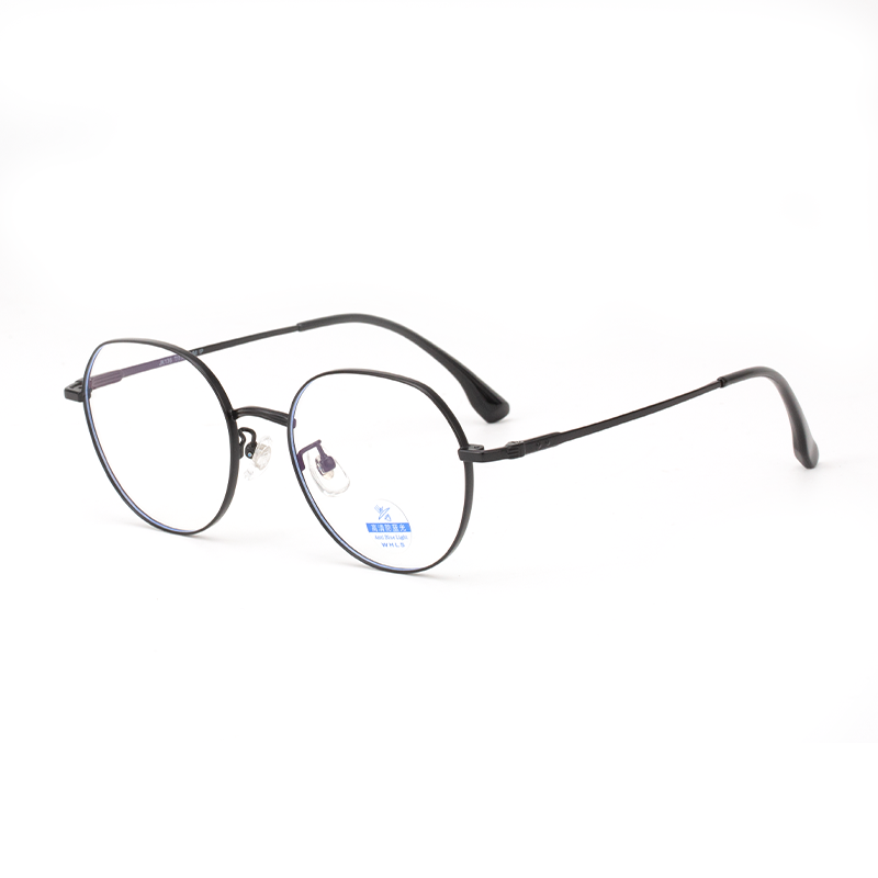 30829 Minimalist Geometric Round Anti-Blue Light Eyeglasses - Titanium Frame - Image 2
