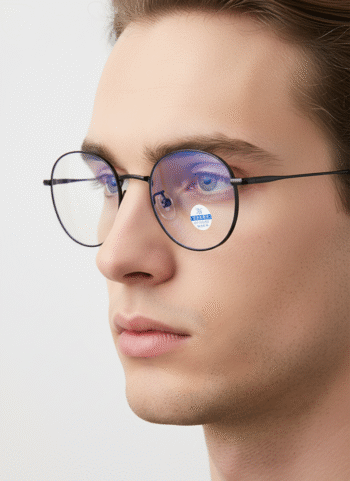 30821 Classic Round Titanium Anti-Blue Light Eyeglasses - Retro Minimalist Frame