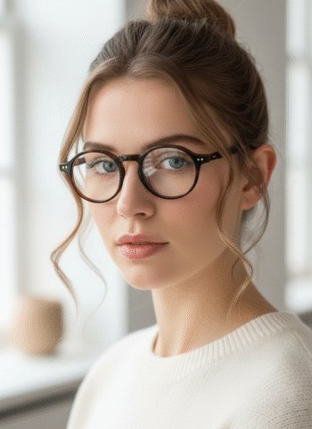 BCNN029 Classic Bold Round Acetate Glasses - Black Retro Style Reading/Computer Frames