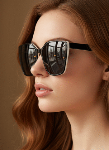1011 Oversized Black & White Square Sunglasses | Modern Retro Design