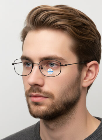 8933 Premium Rectangle Titanium Blue Light Blocking Eyewear