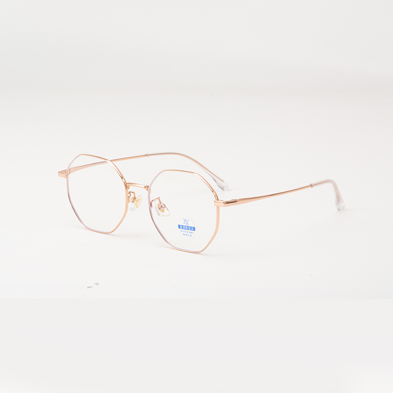 121211 Trendy Titanium Hexagon Blue Light Blocking Glasses - Image 4