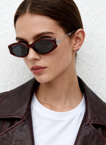 11482 Luxury Slim Cat Eye Sunglasses with Letter Logo - High Fashion Shades